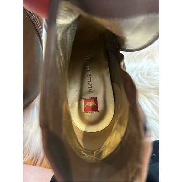 Elaine Turner platform bootie tan leather suede size 9 EUC - Picture 4 of 9